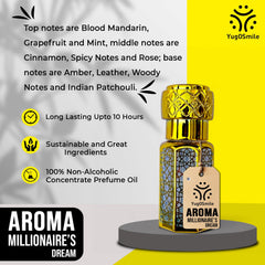 YUGOSMILE Millionaire's Dream Attar 6ml | 100% Pure Luxury Attar Oil | Long-Lasting Unisex Roll-On Perfume | Premium Arabic Fragrance for Men & Women