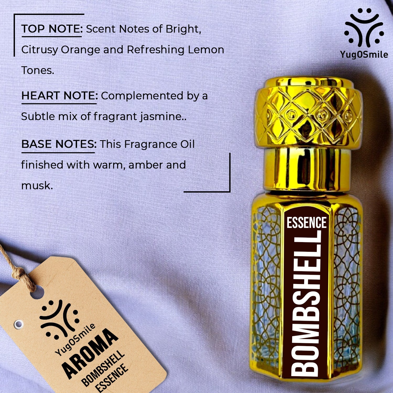 YUGOSMILE Bombshell Essence Attar | 6ml Roll-On Perfume Oil | 100% Pure & Original Attar | Long-Lasting Luxury Fragrance for Men & Women | Alcohol-Free | Premium Scent