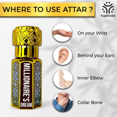 YUGOSMILE Millionaire's Dream Attar 6ml | 100% Pure Luxury Attar Oil | Long-Lasting Unisex Roll-On Perfume | Premium Arabic Fragrance for Men & Women