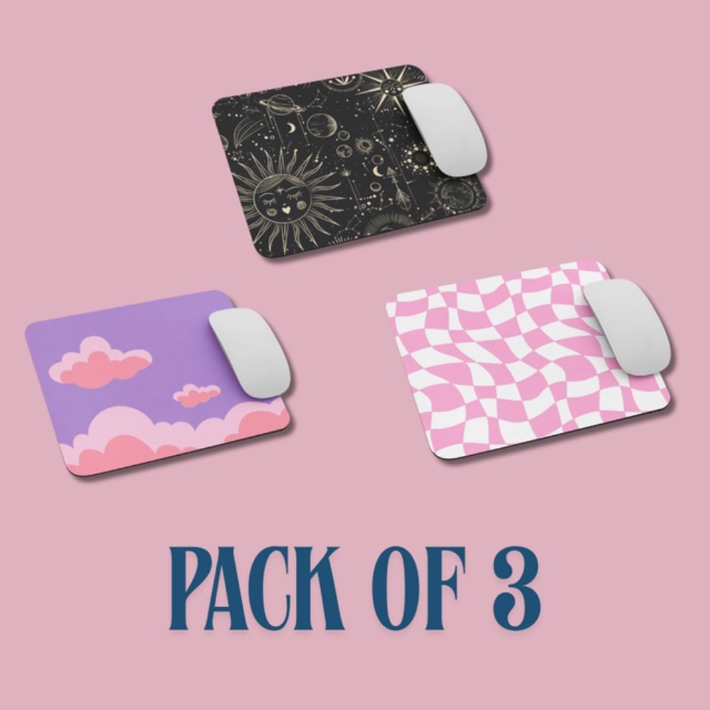 GripFlex Triple Pack – Anti-Slip Mousepad Set with Smooth Precision Surface