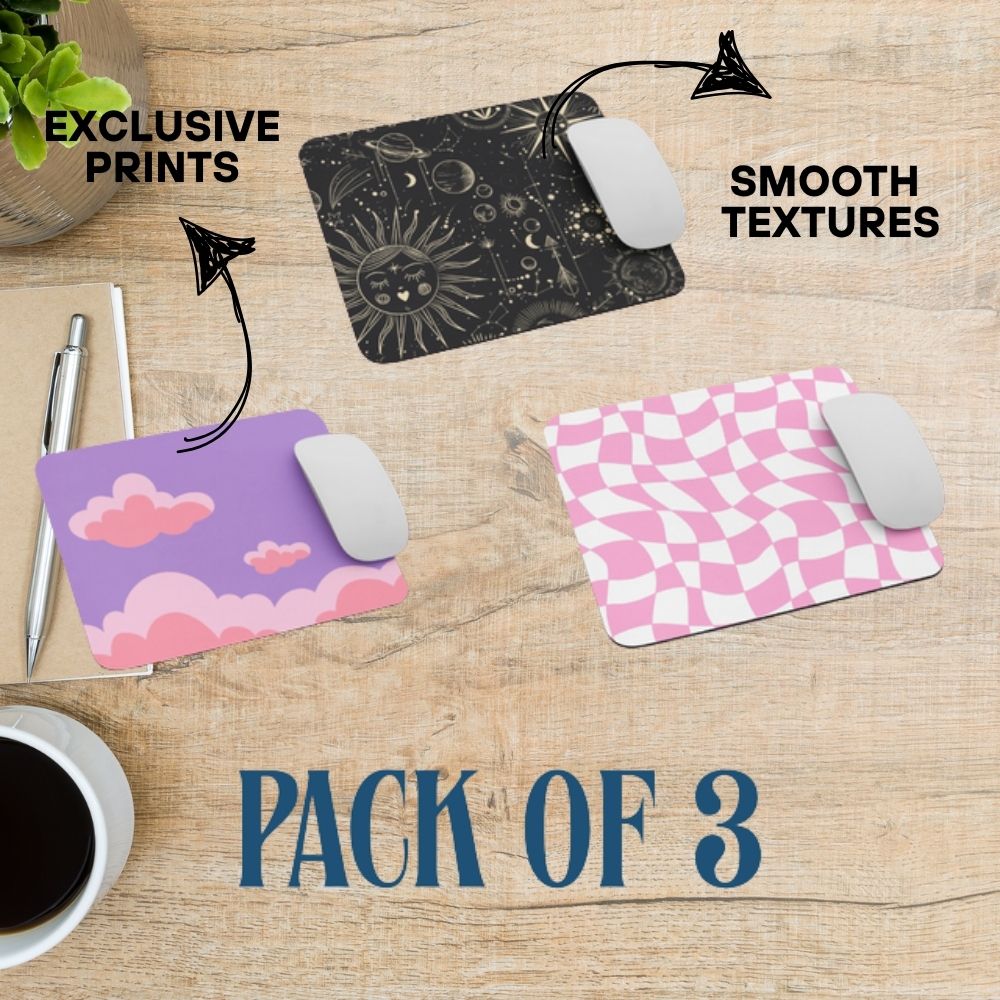 GripFlex Triple Pack – Anti-Slip Mousepad Set with Smooth Precision Surface